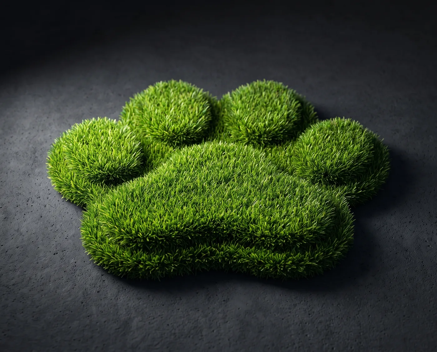 Choosing pet turf, a dog paw print made of artificial grass