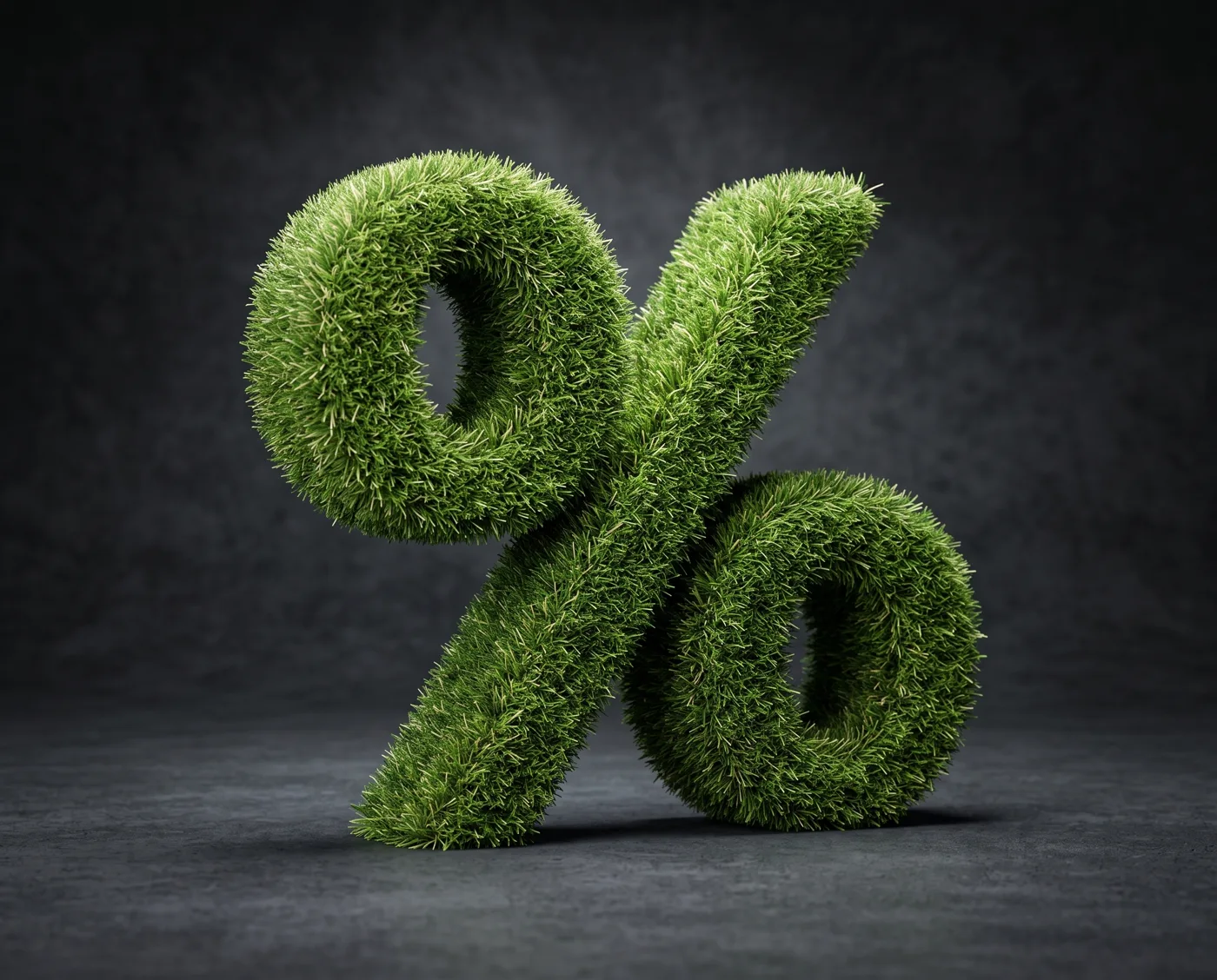 Bulk artificial turf pricing, a percent symbol made of artificial grass