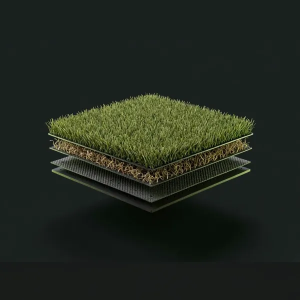Elite Pet 80 artificial turf construction, exploded layer view