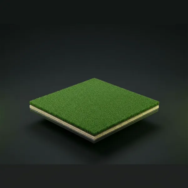 Crown Putt artificial turf construction, exploded layer view